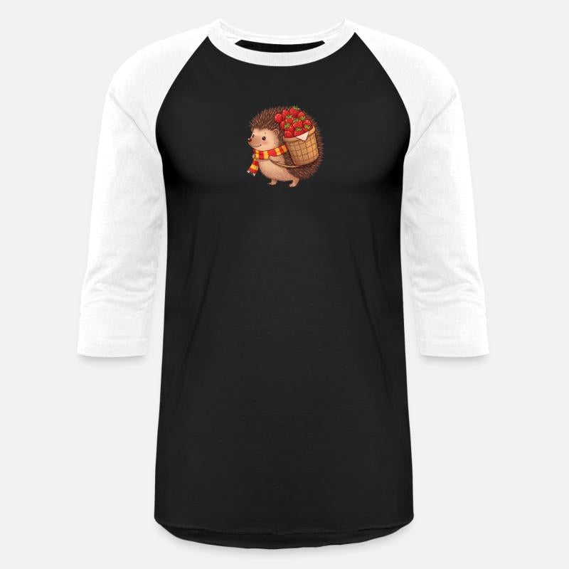 A hedgehog carrying strawberries on its back.