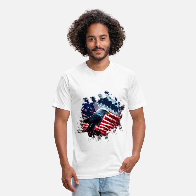 America eagle under Moon with American Flag