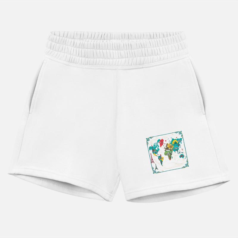 Colorful World Map Art - Features Popular landmark