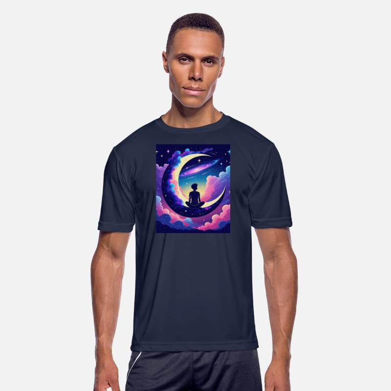 Cosmic Dreamer Moon and Galaxy Scene