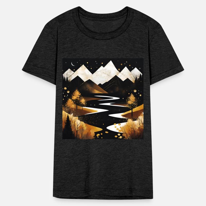 Frozen mountain in stary night