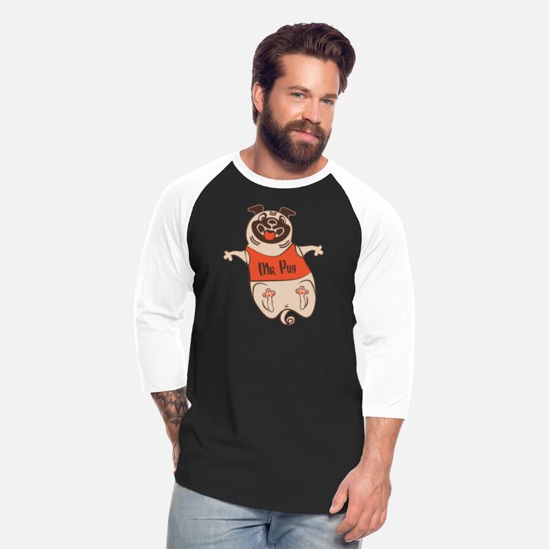 Funny dog Mister Pug in red tank top