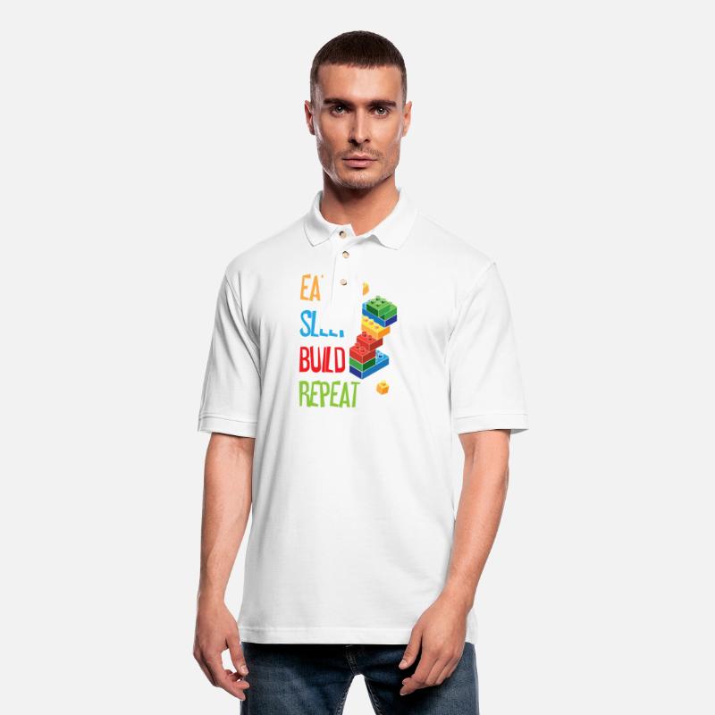 Funny Eat Sleep Build Repeat Building Blocks Men