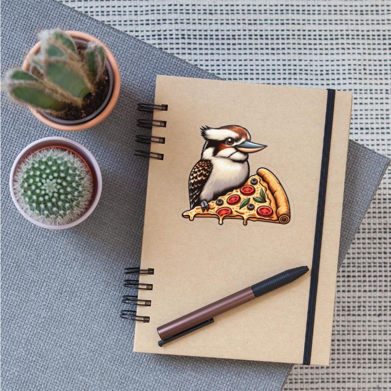 Kookaburra is enjoying a delicious pizza