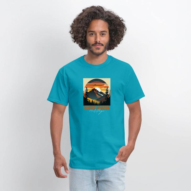 Mountain Illustration T-shirt sunset horizon