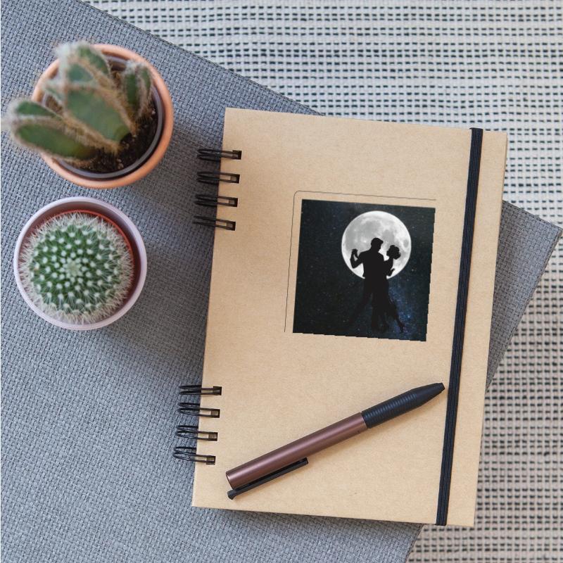 Silhouetted Couple Under Full Moon