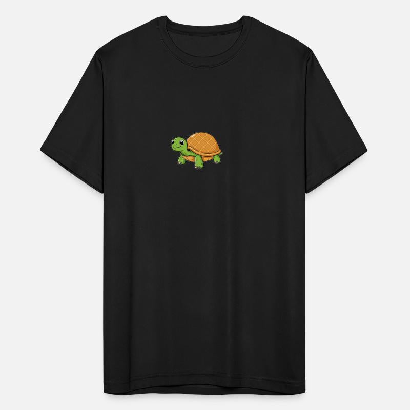 A turtle wearing a waffle shell.