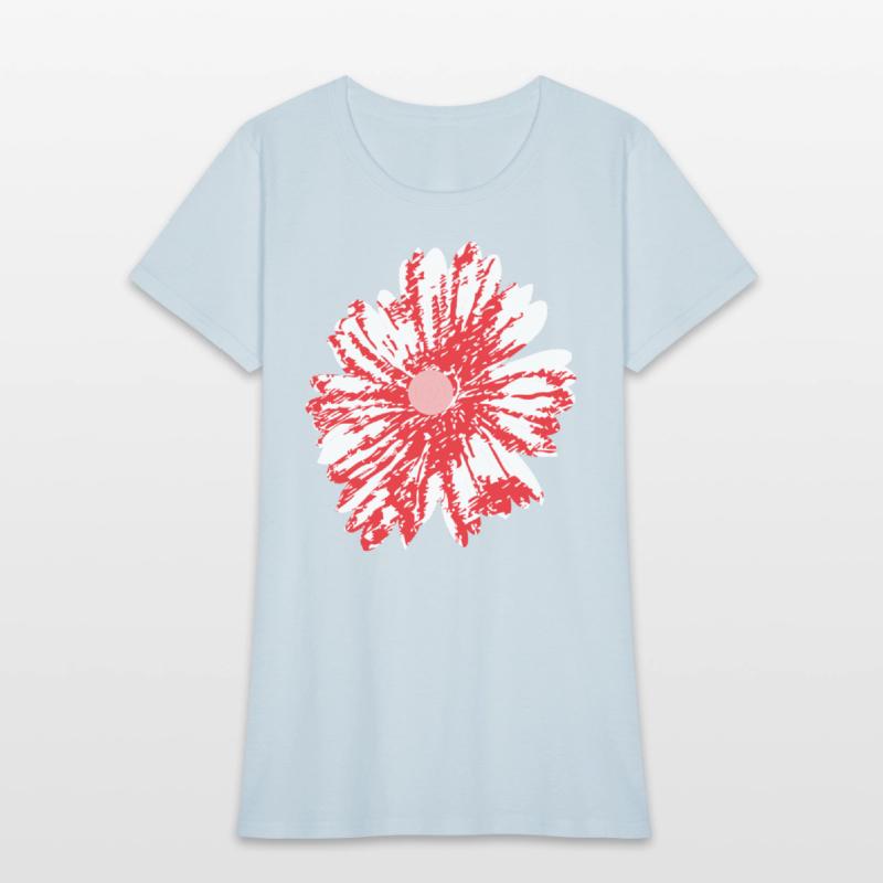 A vibrant red graphic design featuring abstract