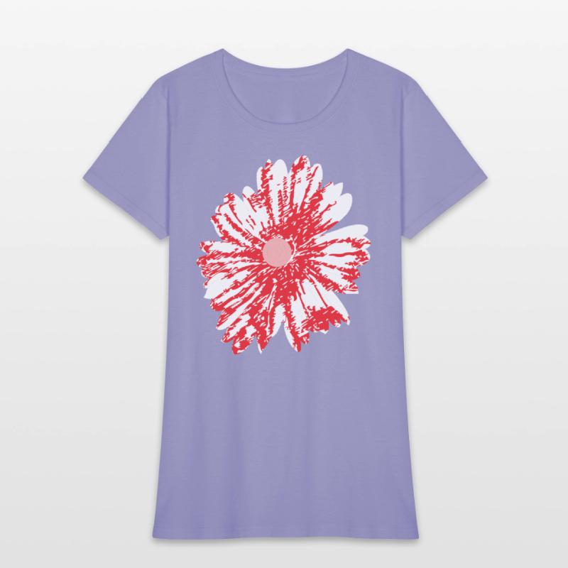 A vibrant red graphic design featuring abstract