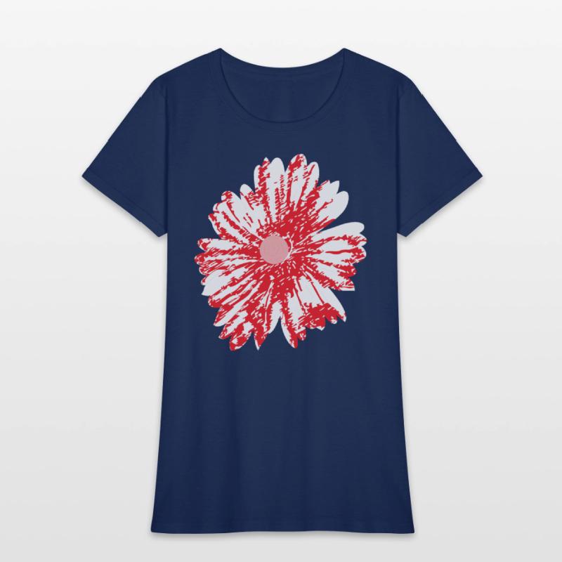 A vibrant red graphic design featuring abstract