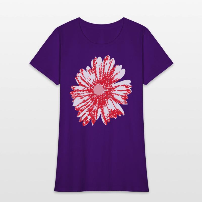 A vibrant red graphic design featuring abstract