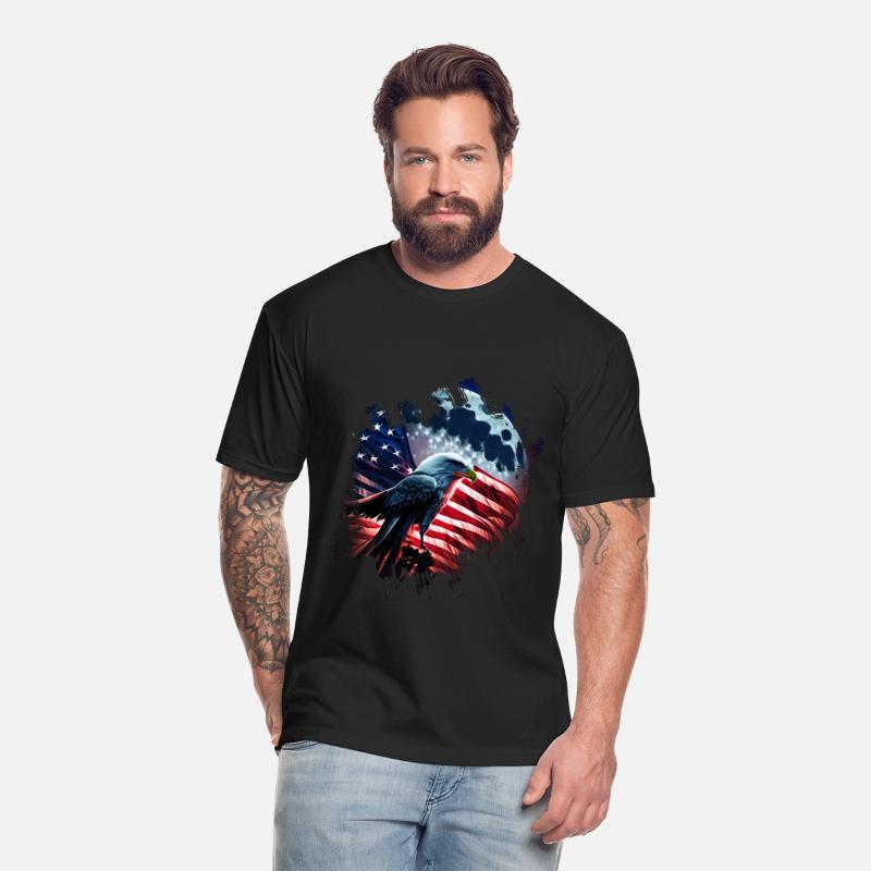 America eagle under Moon with American Flag