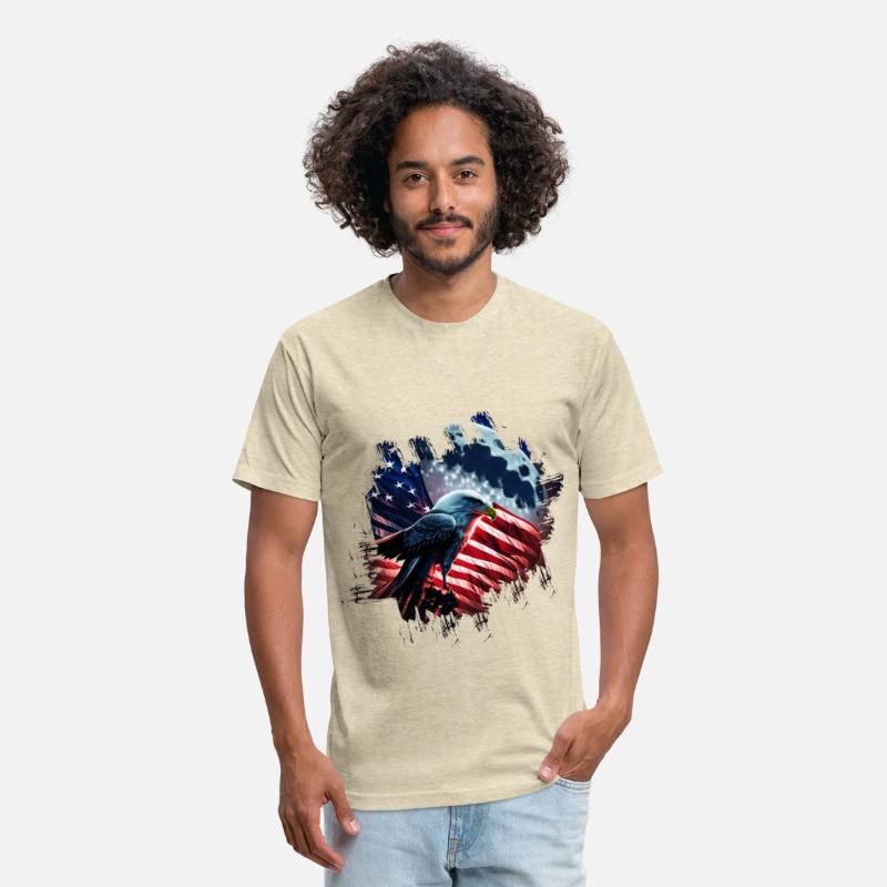 America eagle under Moon with American Flag