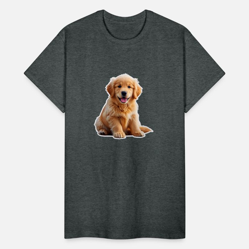 an adorable, seated Golden Retriever puppy