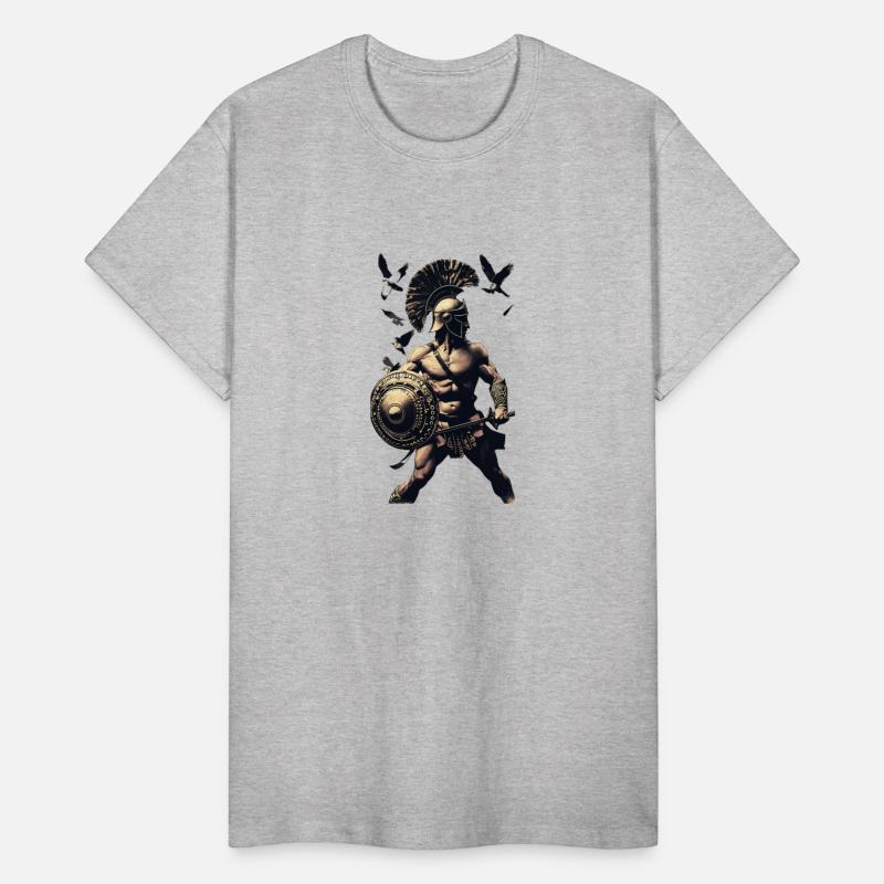 Ancient Warrior In Combat Pose Surrounded By Birds