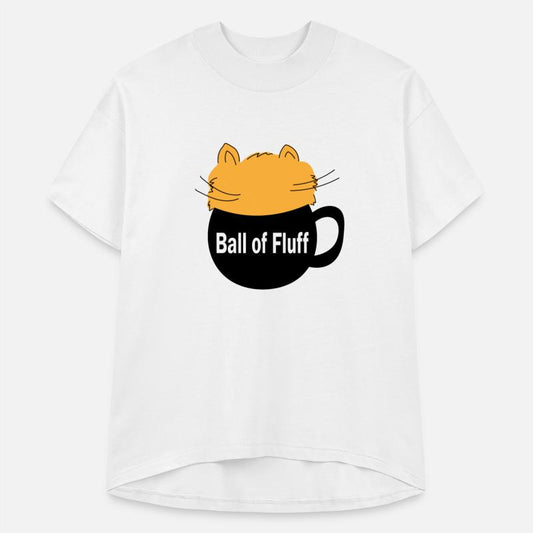 Ball of fluff on a cup, with a cat coming out