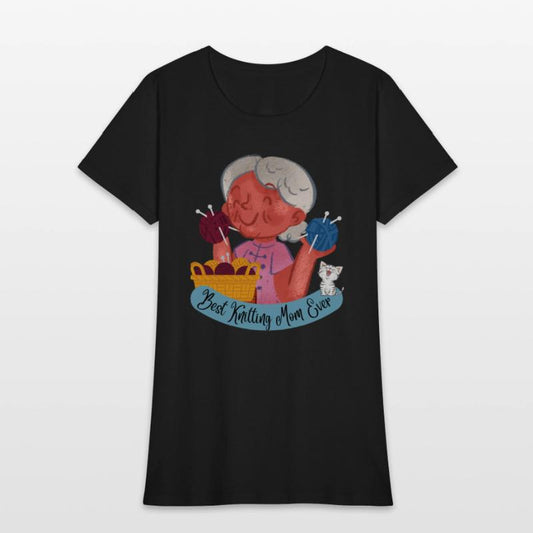 Best Knitting Mom Ever, with kitty