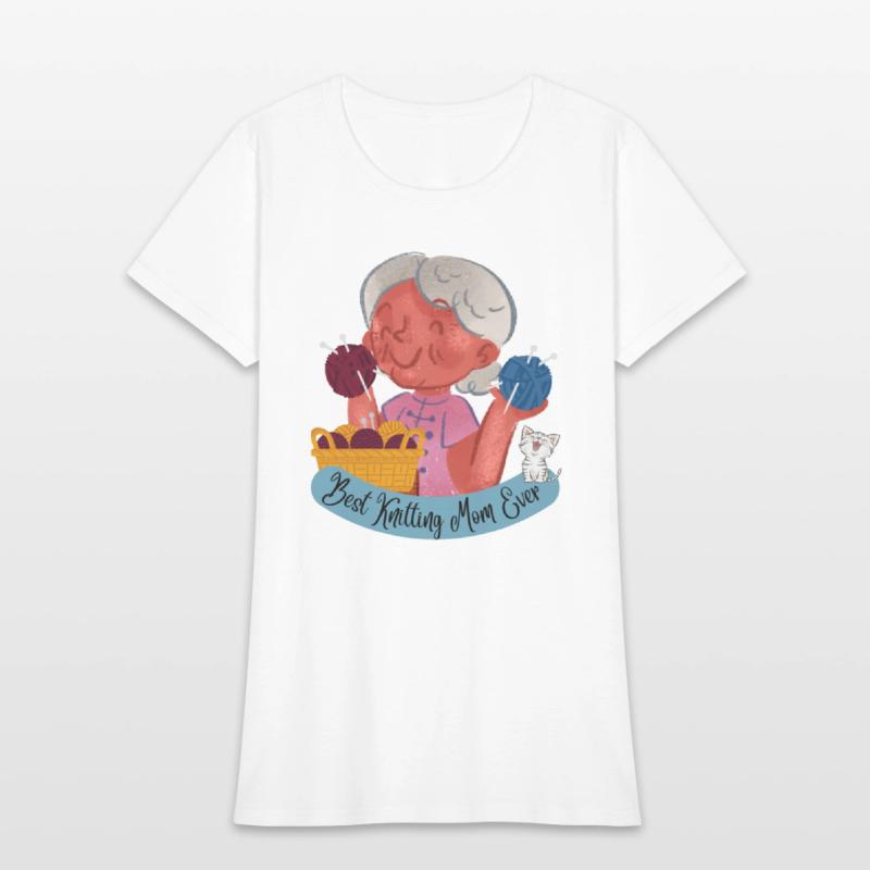 Best Knitting Mom Ever, with kitty