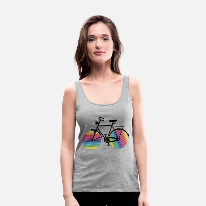 bicycle with colorful wheels in a rainbow look