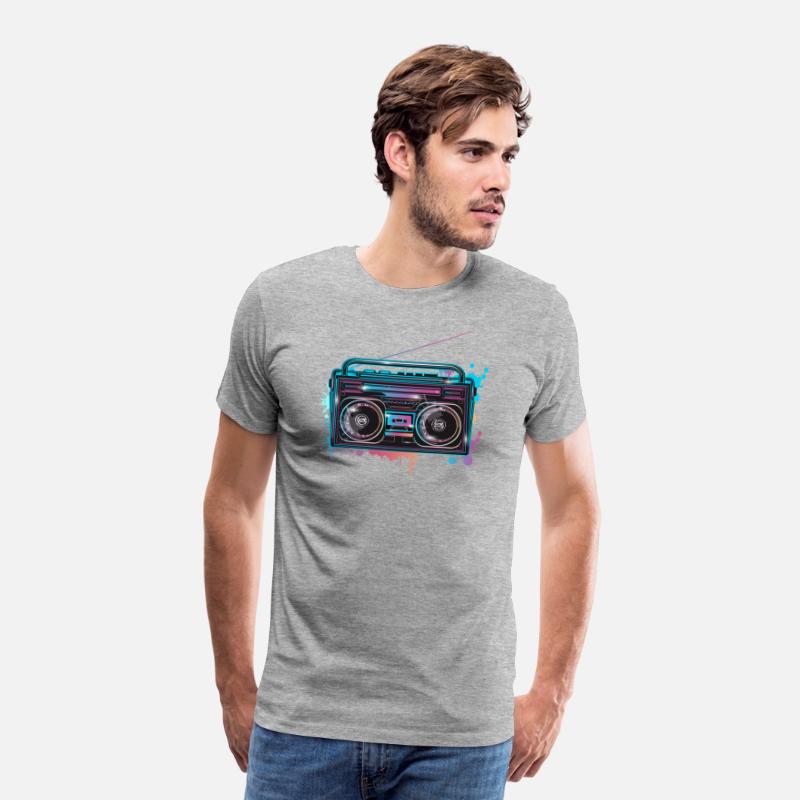 Cassette recorder in 80s neon graffiti look