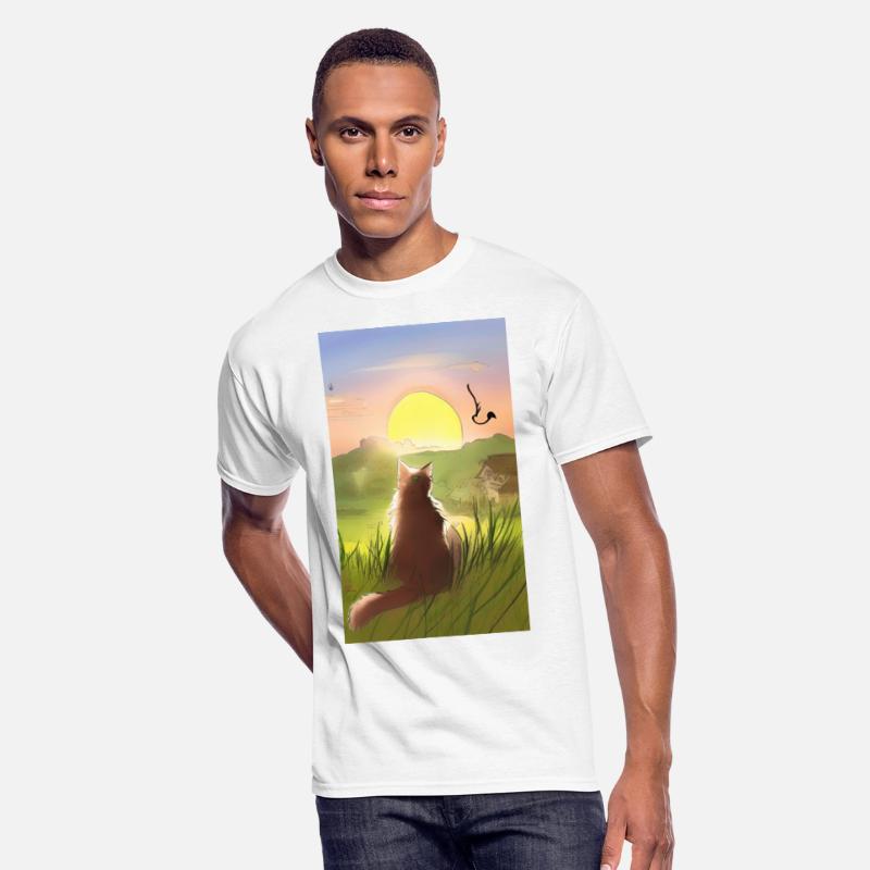 Cat watching sunset scene