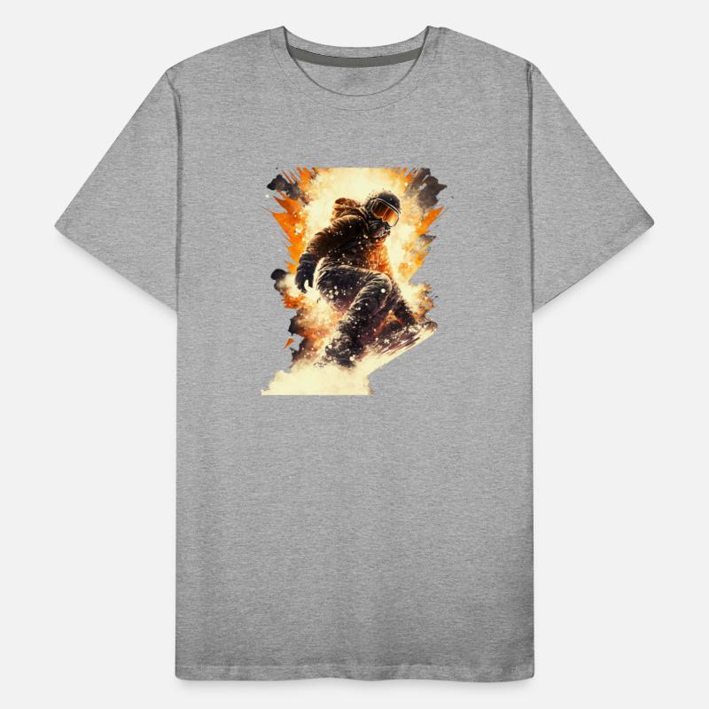 cool snowboarder riding through the powder