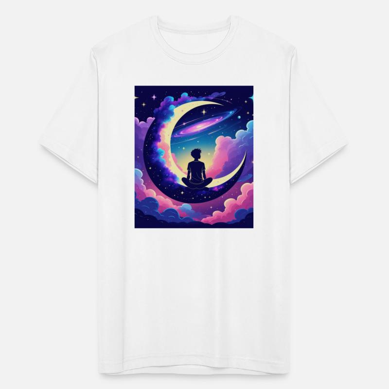Cosmic Dreamer Moon and Galaxy Scene