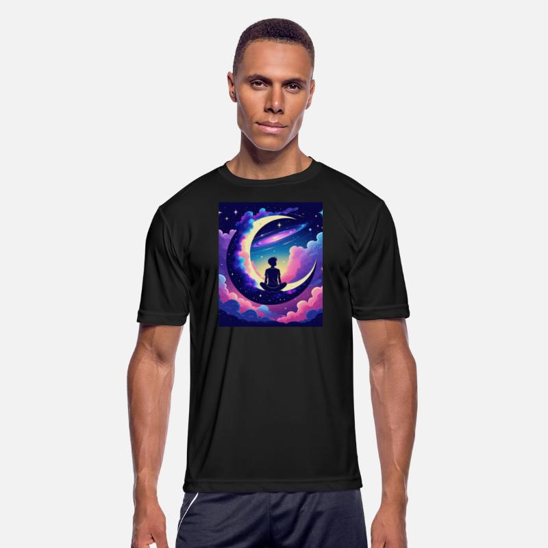 Cosmic Dreamer Moon and Galaxy Scene