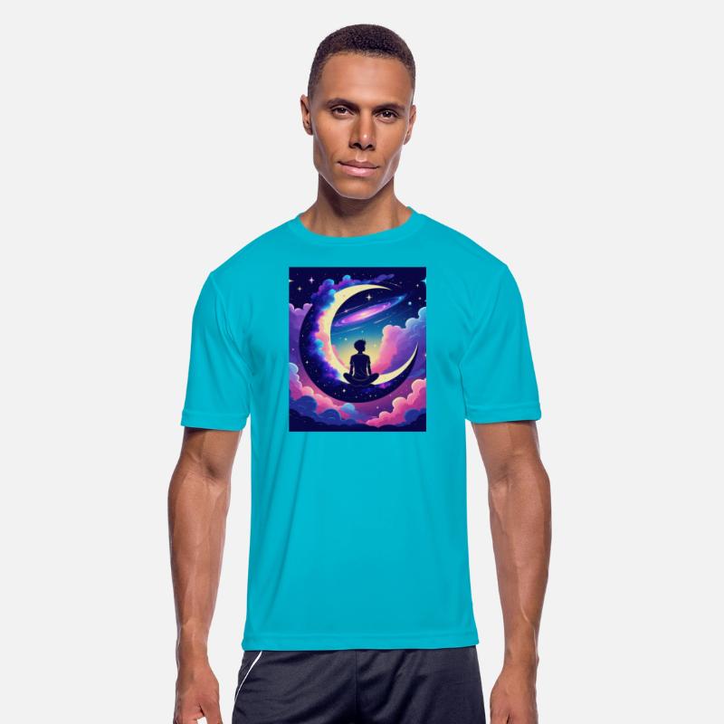 Cosmic Dreamer Moon and Galaxy Scene