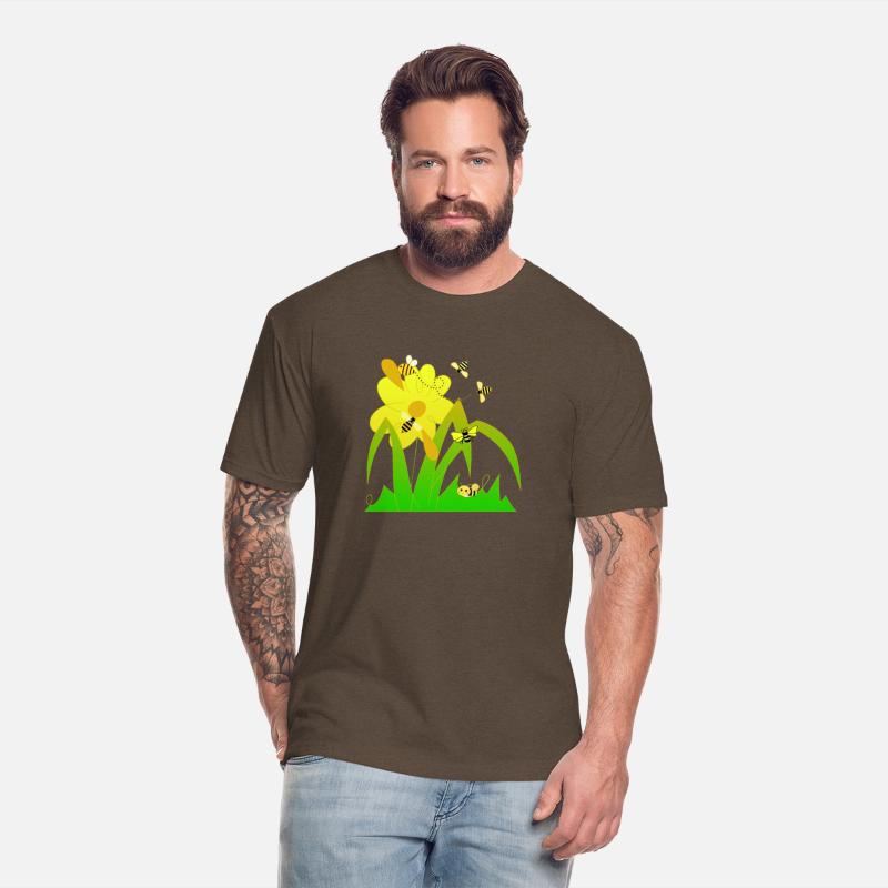 Cute bees and yellow flower.Yellow green beauty.