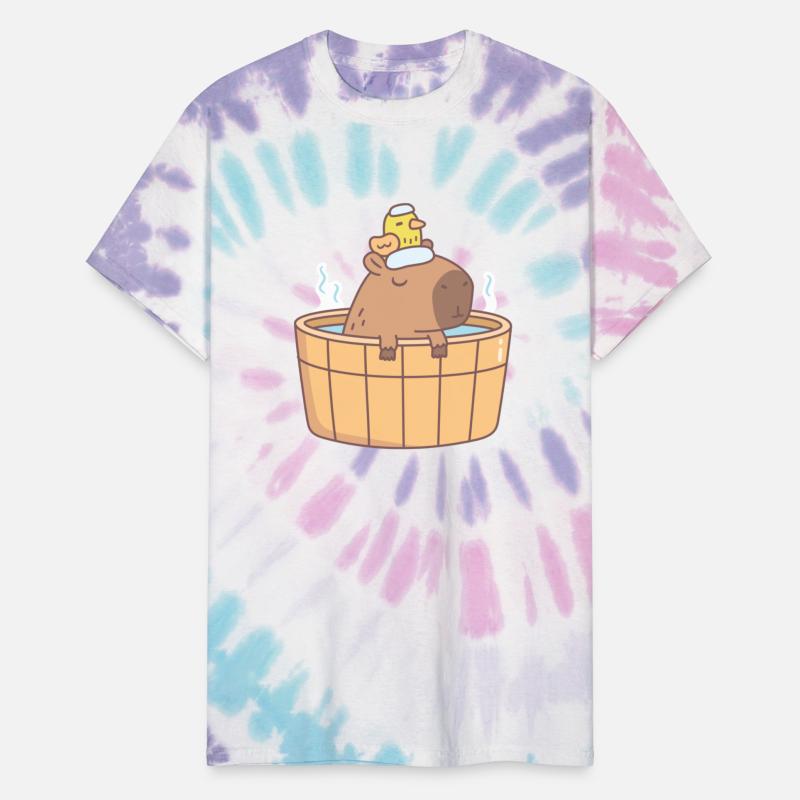 Cute Capybara and Bird Relaxing in Hot Bath Spa