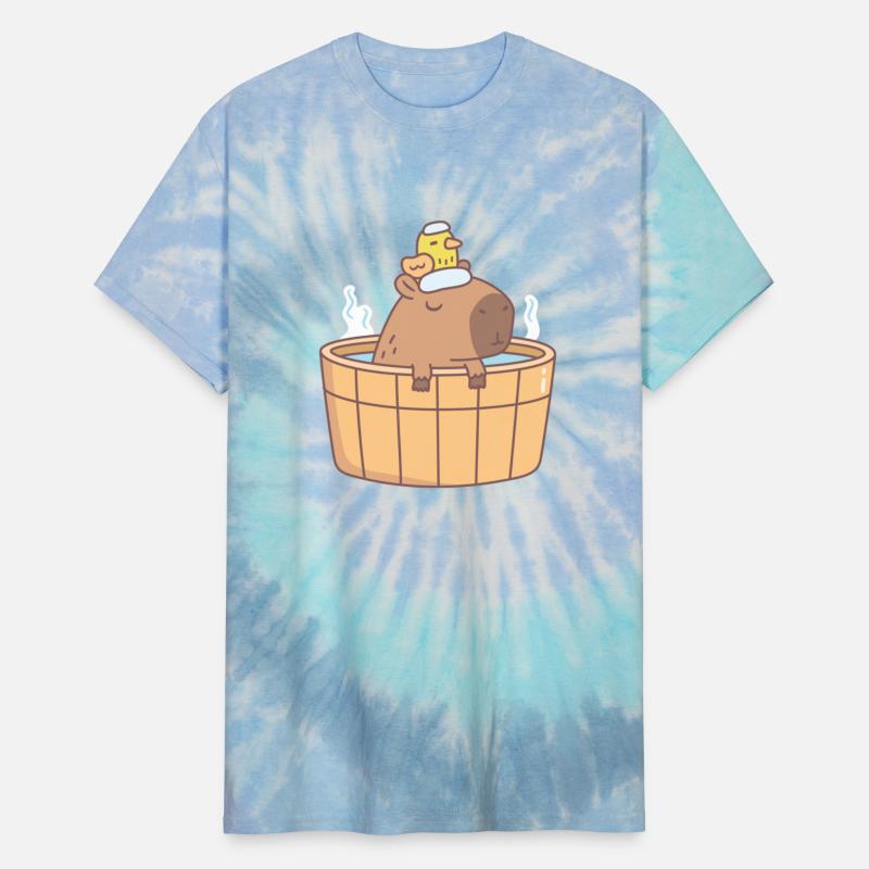 Cute Capybara and Bird Relaxing in Hot Bath Spa