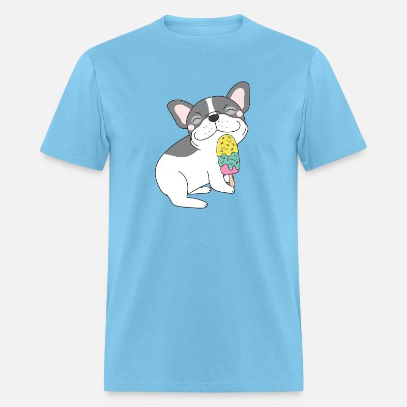 Cute French Bulldog Eating Ice Cream Lolly