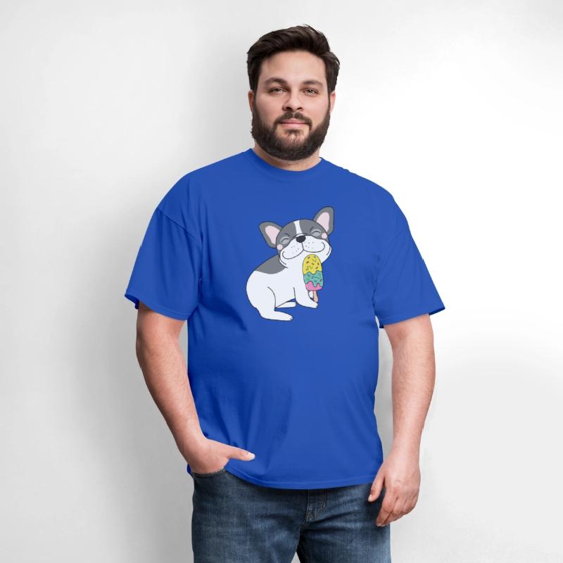 Cute French Bulldog Eating Ice Cream Lolly