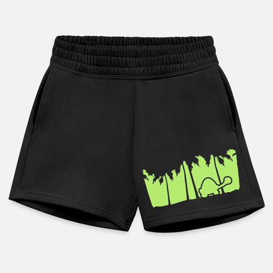 Cute Turtle Walking Palm Trees Silhouette Vacation