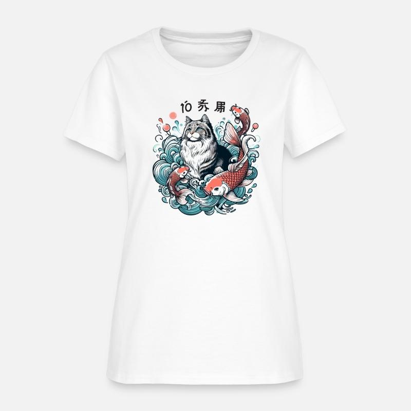 Flow with Grace - Majestic Cat & Koi Fish