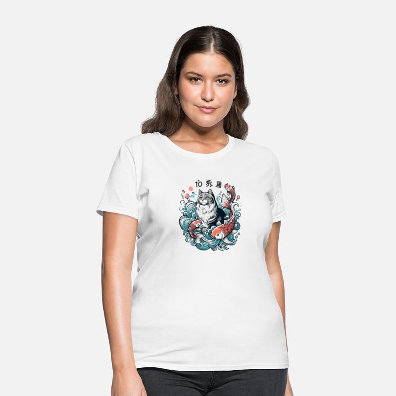 Flow with Grace - Majestic Cat & Koi Fish