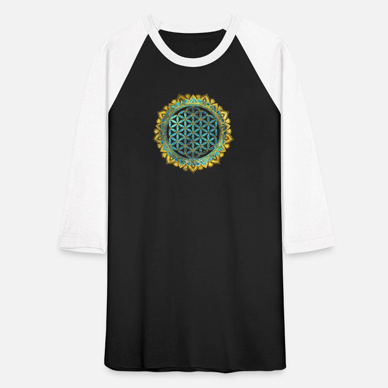 Flower of life gold an blue texture glass