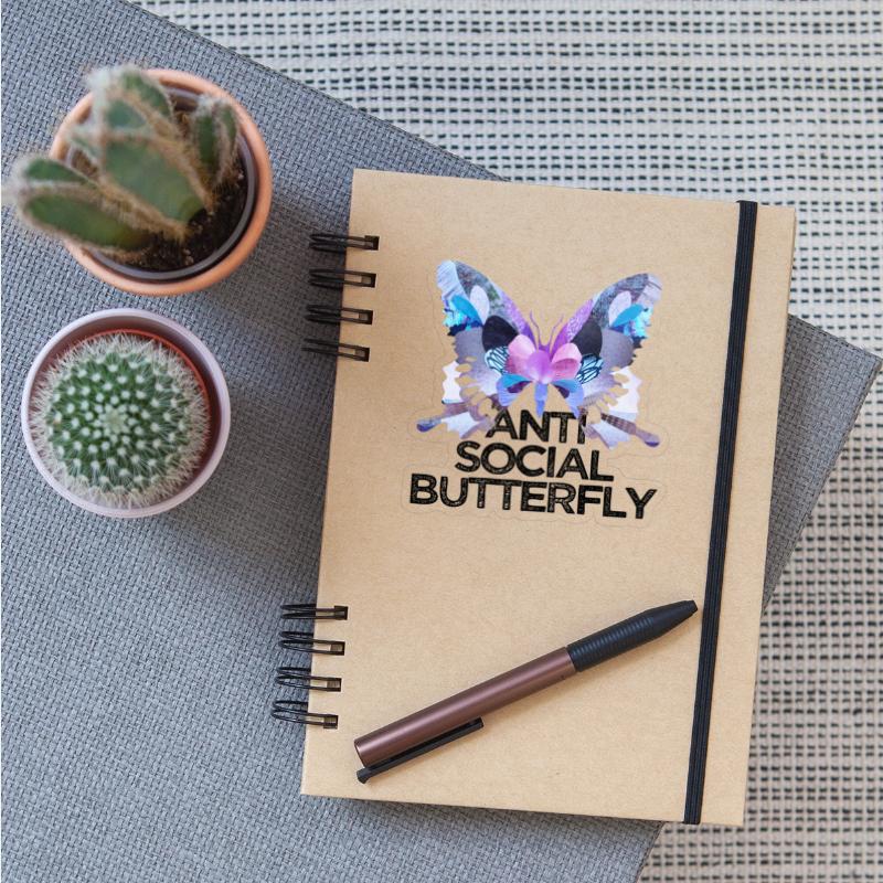 Funny ANTI SOCIAL BUTTERFLY collage art insect bug