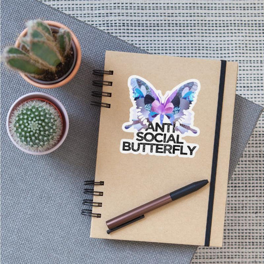 Funny ANTI SOCIAL BUTTERFLY collage art insect bug