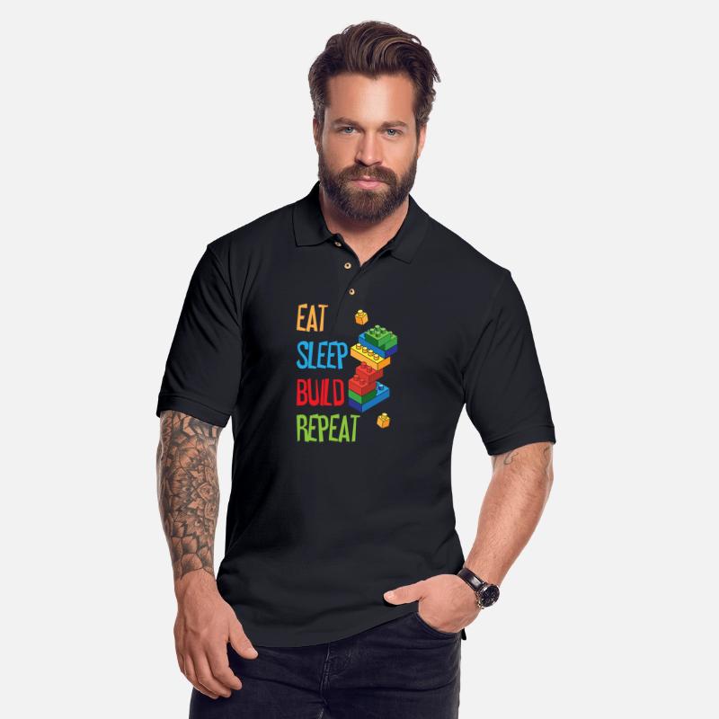 Funny Eat Sleep Build Repeat Building Blocks Men