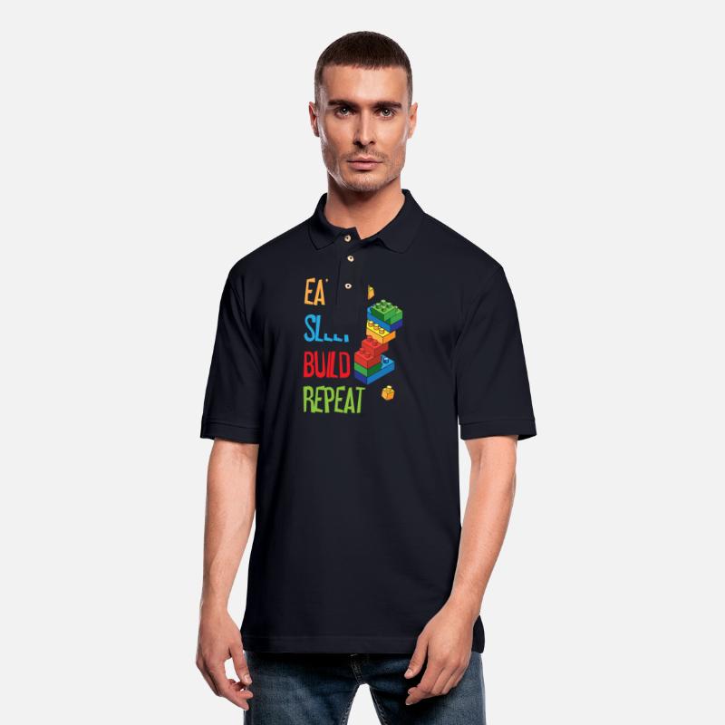 Funny Eat Sleep Build Repeat Building Blocks Men
