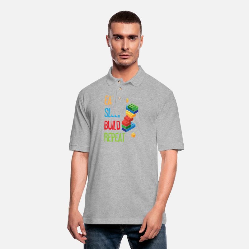 Funny Eat Sleep Build Repeat Building Blocks Men