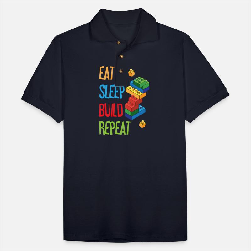 Funny Eat Sleep Build Repeat Building Blocks Men