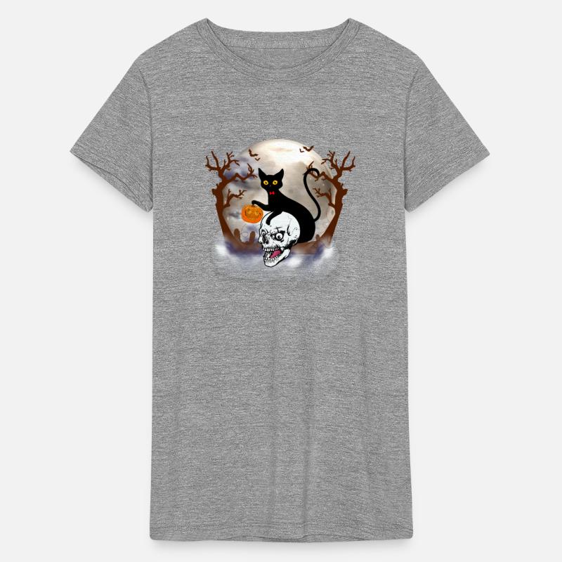 Halloween Cat Pumpkin Bat Moon Cemetery Scary