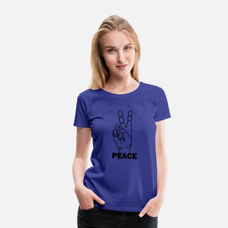 Hand gesture peace with text PEACE