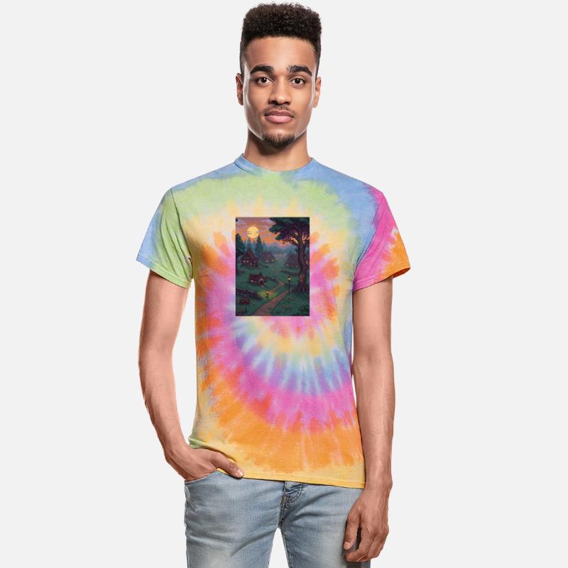 Haunted 16 Bit Village at Dusk Creepy pixelate