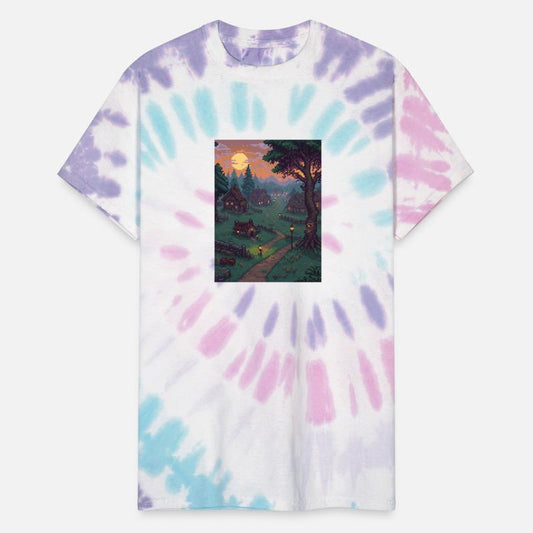 Haunted 16 Bit Village at Dusk Creepy pixelate