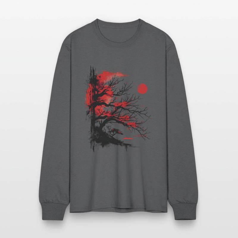 Japanese Tree Aesthetic Buddhism Red Moon