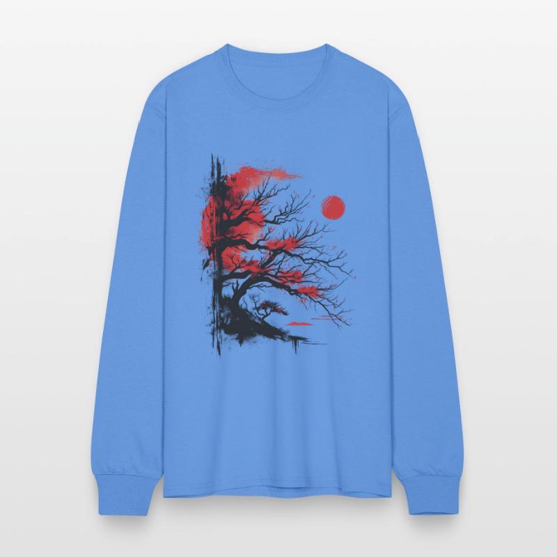 Japanese Tree Aesthetic Buddhism Red Moon